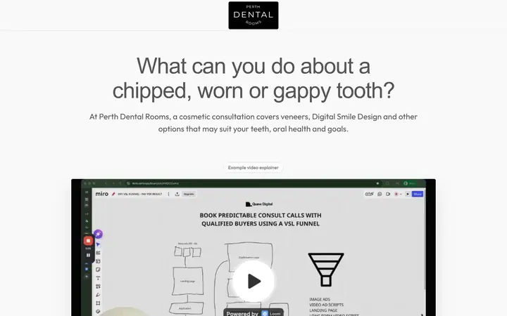 Landing page preview for Perth Dental Rooms